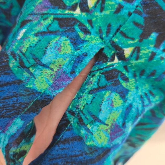 Catherines Black Blue Green Tropical Plant Beaded Buttons Cotton Tank 4x 30/32W - Picture 9 of 14